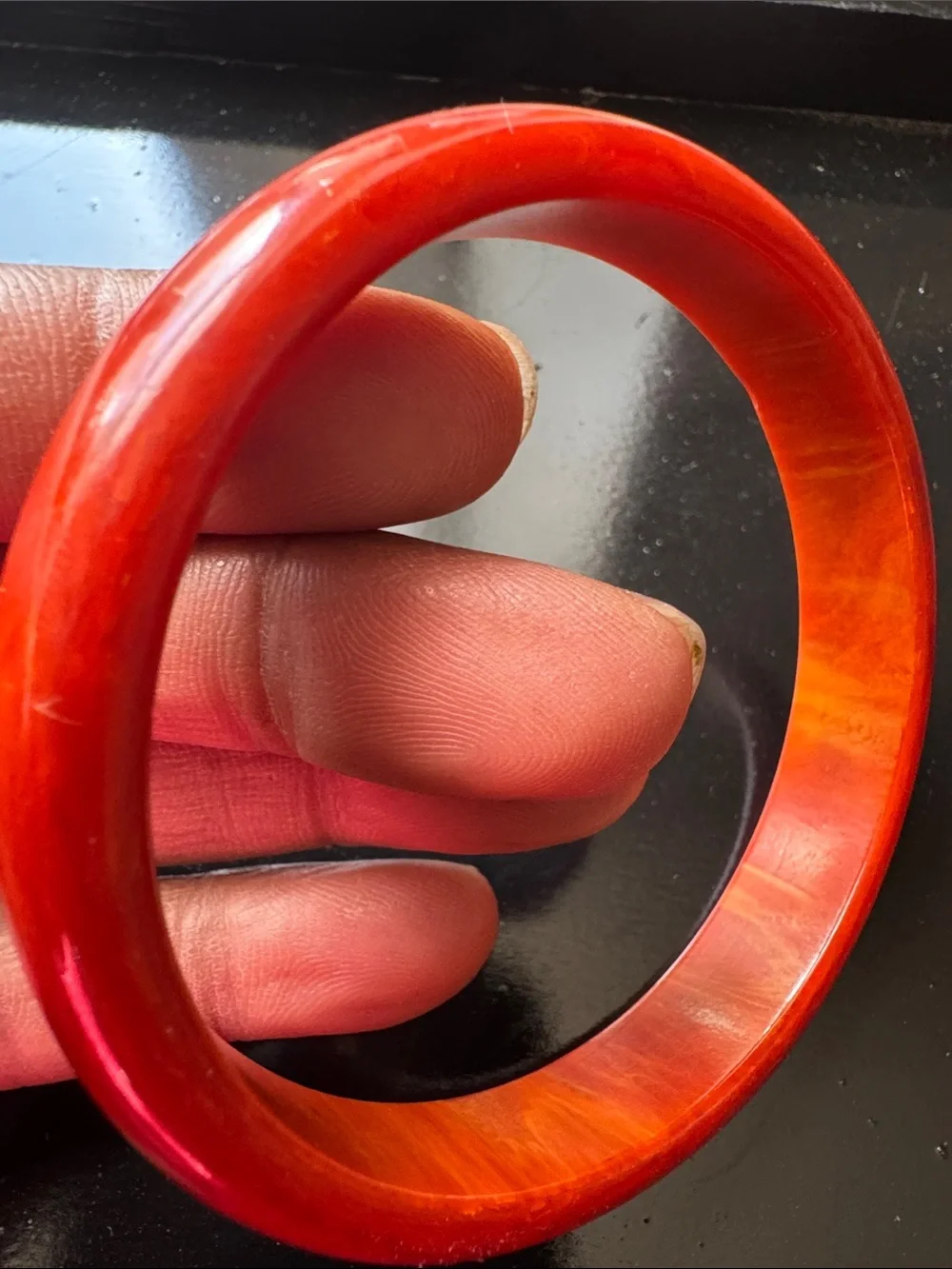 Red Cinnamon Swirl Bakelite Bangle Bracelet